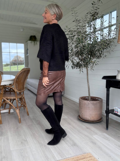 BENUTA FLUFFY KNIT CARDIGAN SORT NN