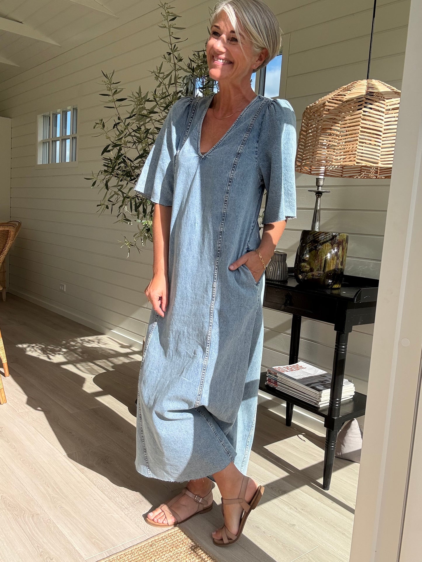 DENIM RAW HEM KJOLE HL