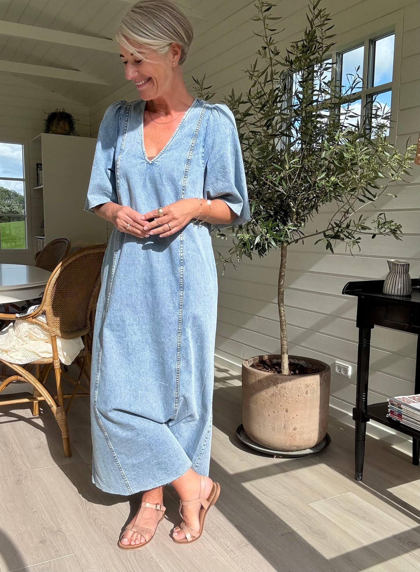 DENIM RAW HEM KJOLE HL