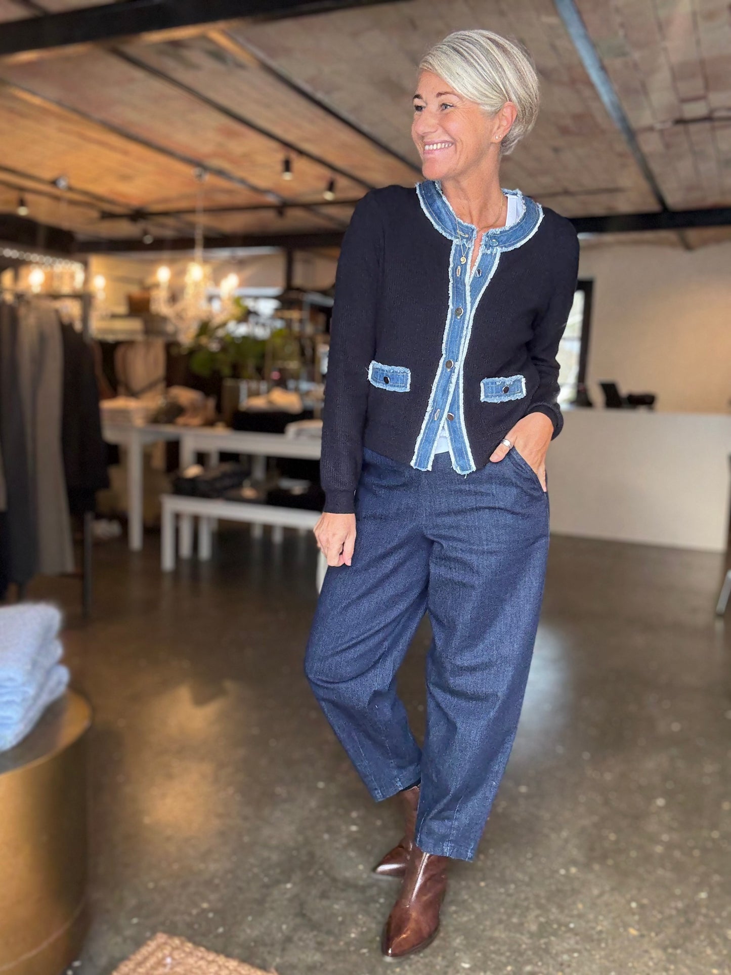 ZELMA KNIT DENIM CARDIGAN NN