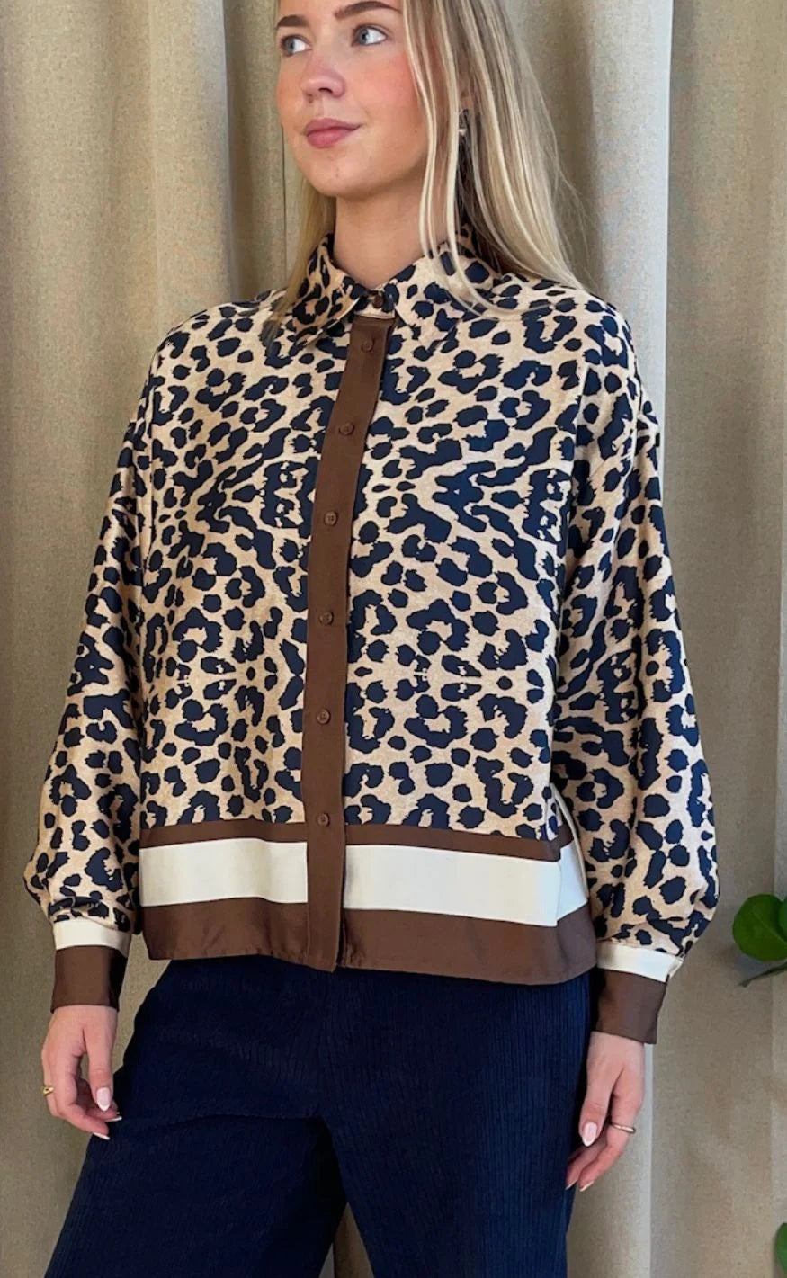 LOVE1393 SKJORTE BRUN L&D