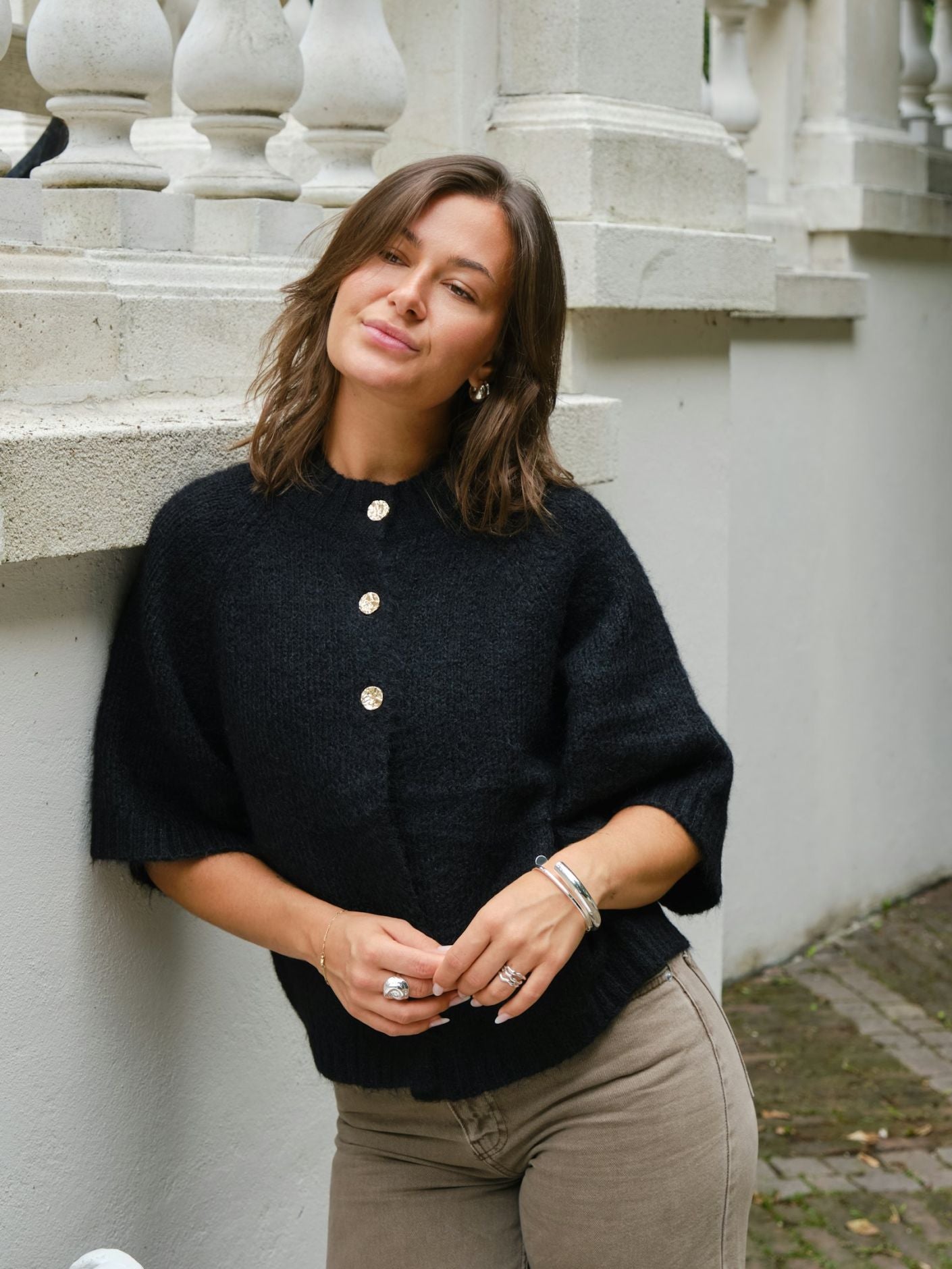 BENUTA FLUFFY KNIT CARDIGAN SORT NN