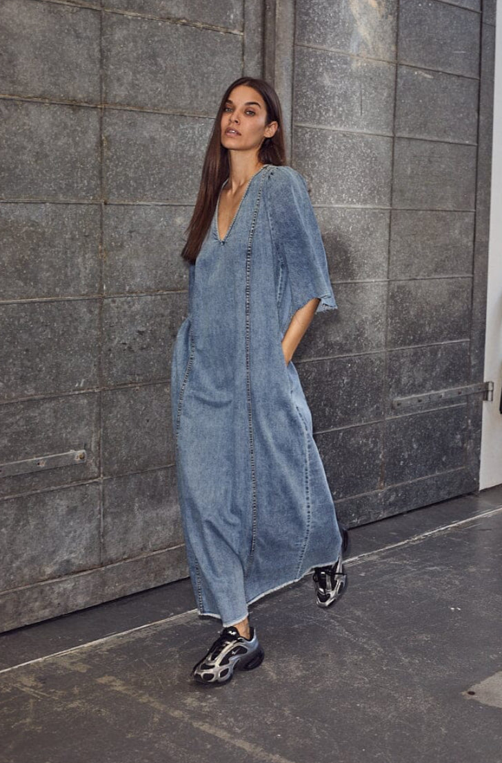 DENIM RAW HEM KJOLE HL