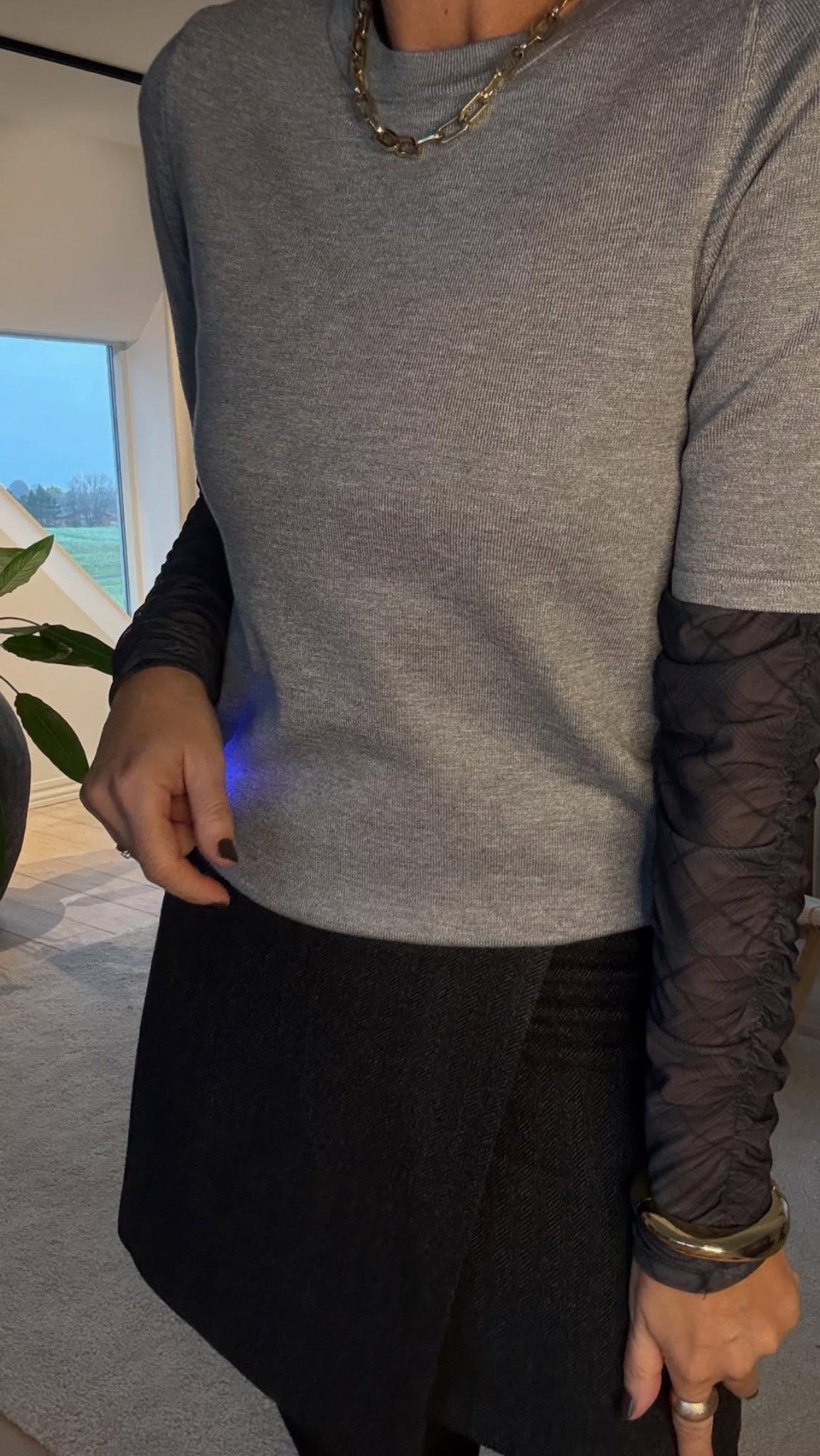 BEA CHECK MESH BLUSE NN