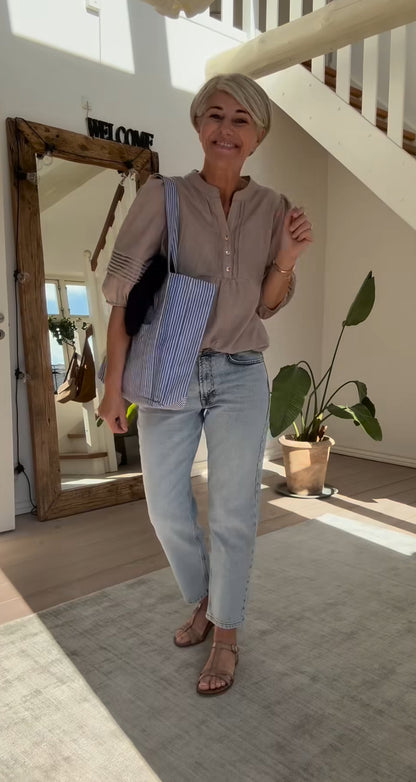 THE MOMMY HIGH TAPERED JEANS MEW