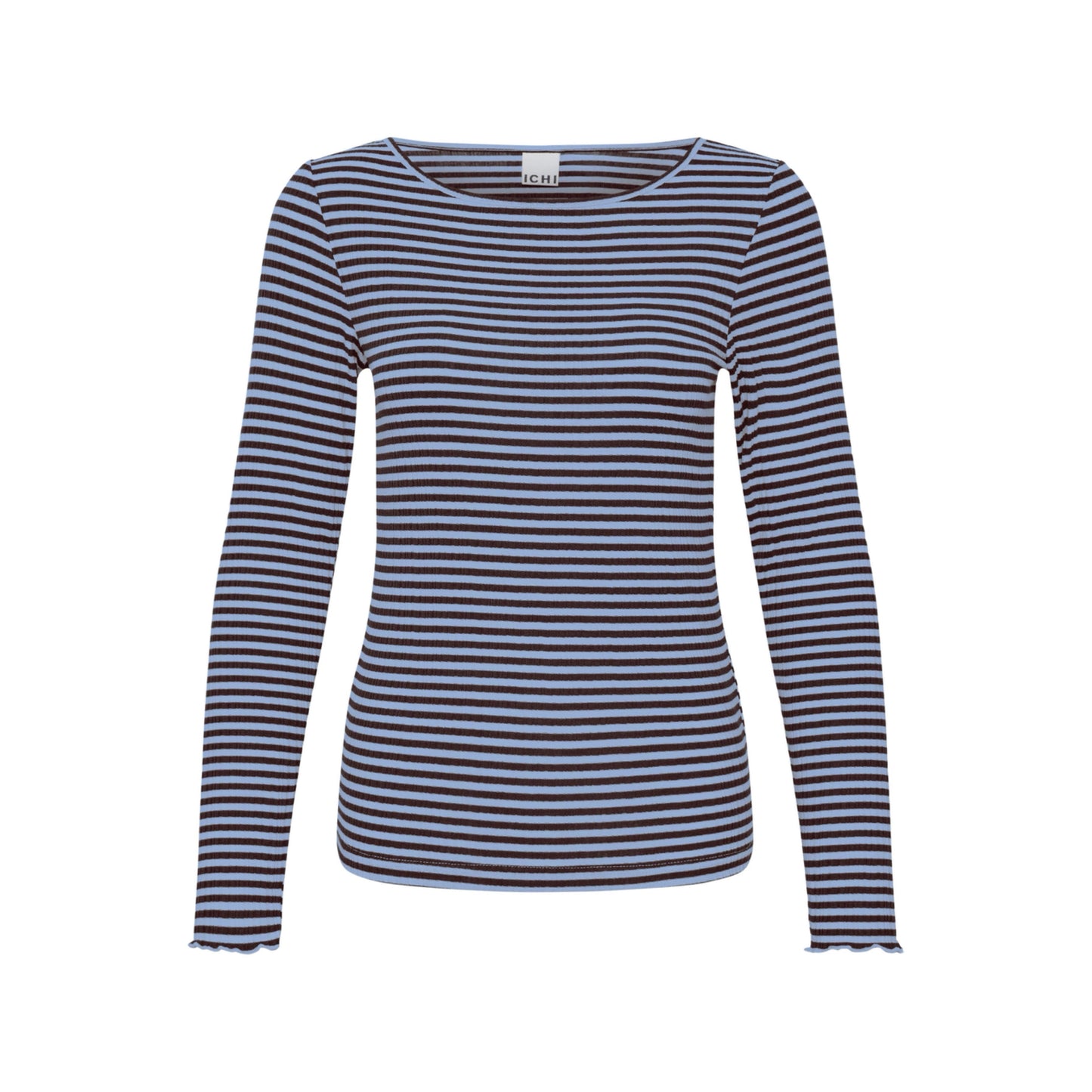 CELLA L/Æ T-SHIRT BLÅ/BRUN ICHI