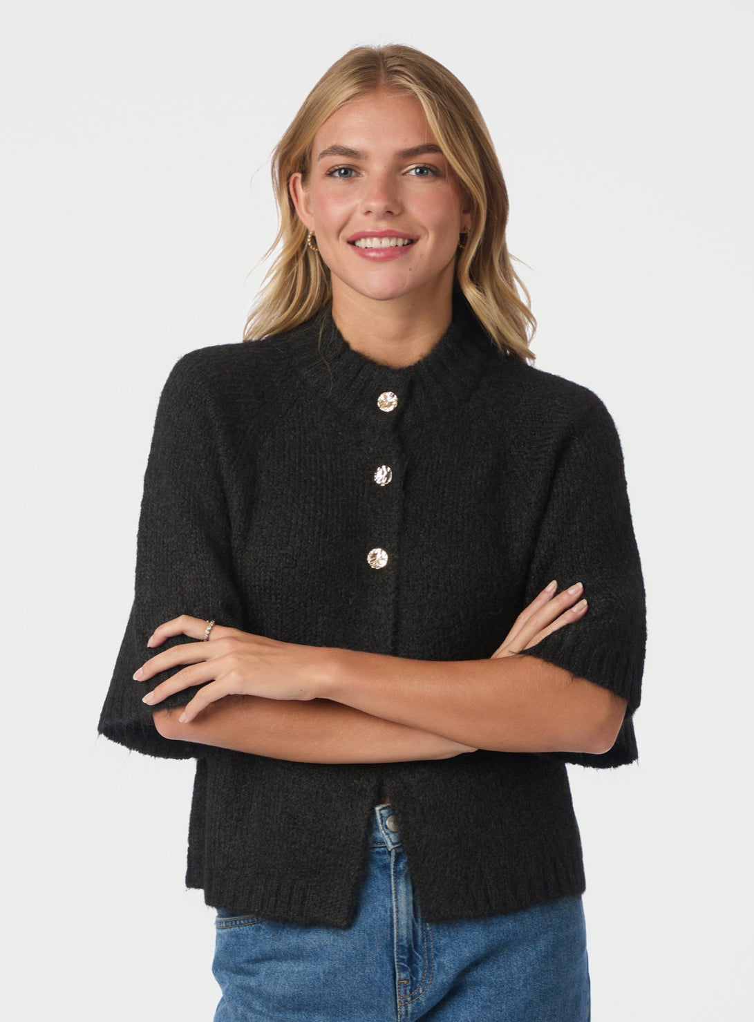 BENUTA FLUFFY KNIT CARDIGAN SORT NN