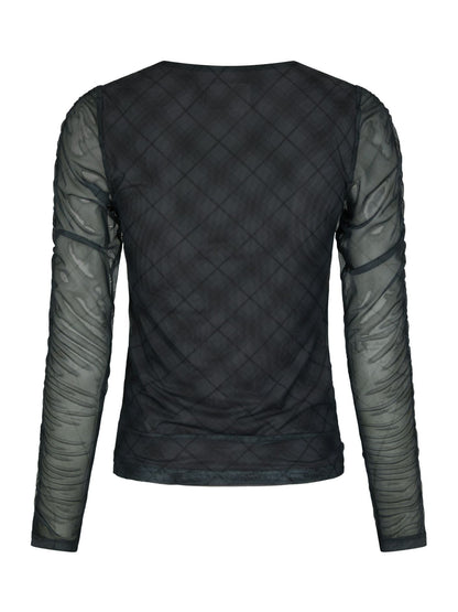 BEA CHECK MESH BLUSE NN