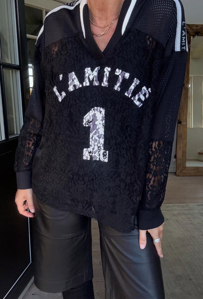 LACE FOOTBALL V-BLOUSE HL