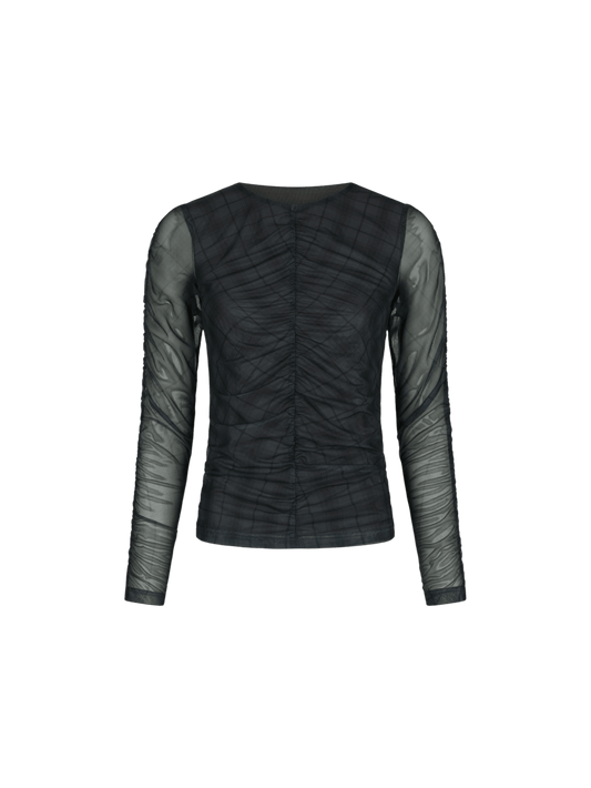 BEA CHECK MESH BLUSE NN - LifeStyle Hedensted