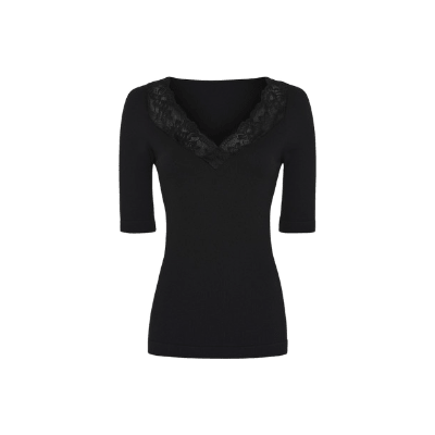 BELEN RIB V - LACE TOP SS T&S - LifeStyle Hedensted