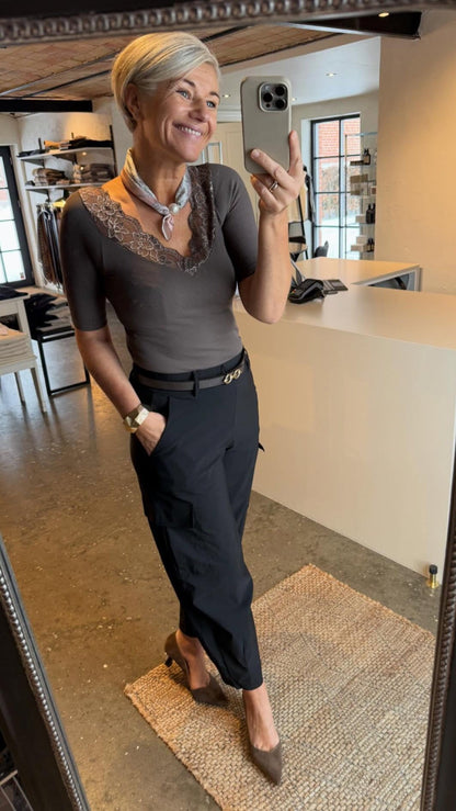 BELEN RIB V - LACE TOP SS T&S - LifeStyle Hedensted