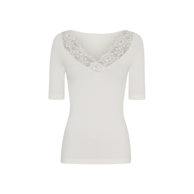BELEN RIB V - LACE TOP SS T&S - LifeStyle Hedensted