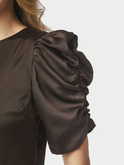 BENUA HEAVY SATEEN BLUSE BRUN NN - LifeStyle Hedensted