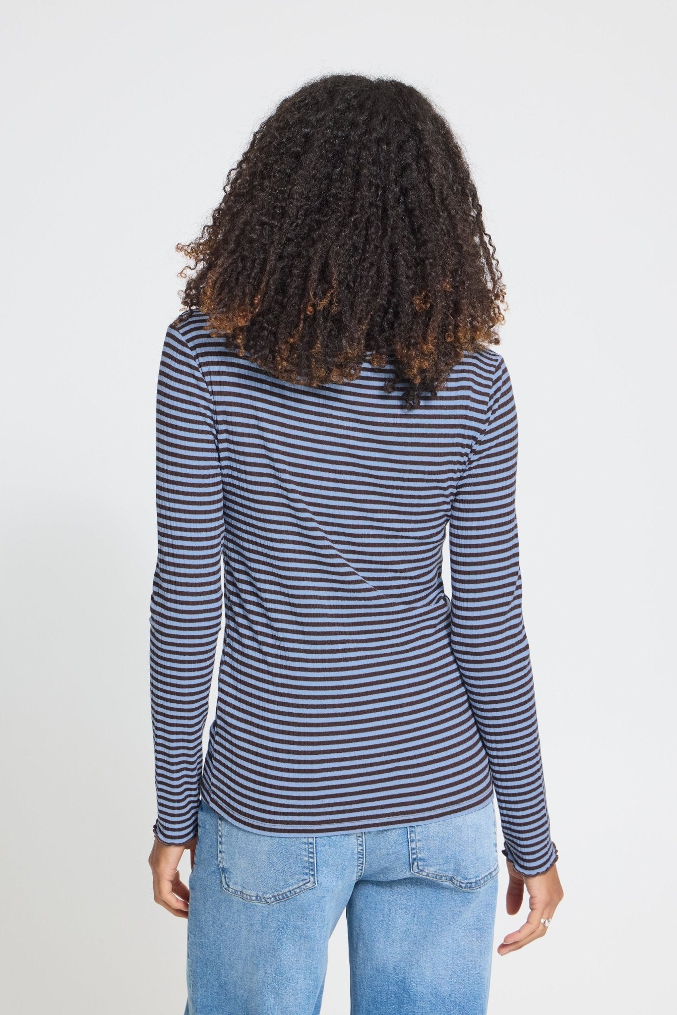 CELLA L/Æ T-SHIRT BLÅ/BRUN ICHI - LifeStyle Hedensted