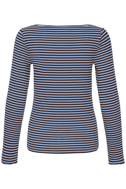 CELLA L/Æ T-SHIRT BLÅ/BRUN ICHI - LifeStyle Hedensted