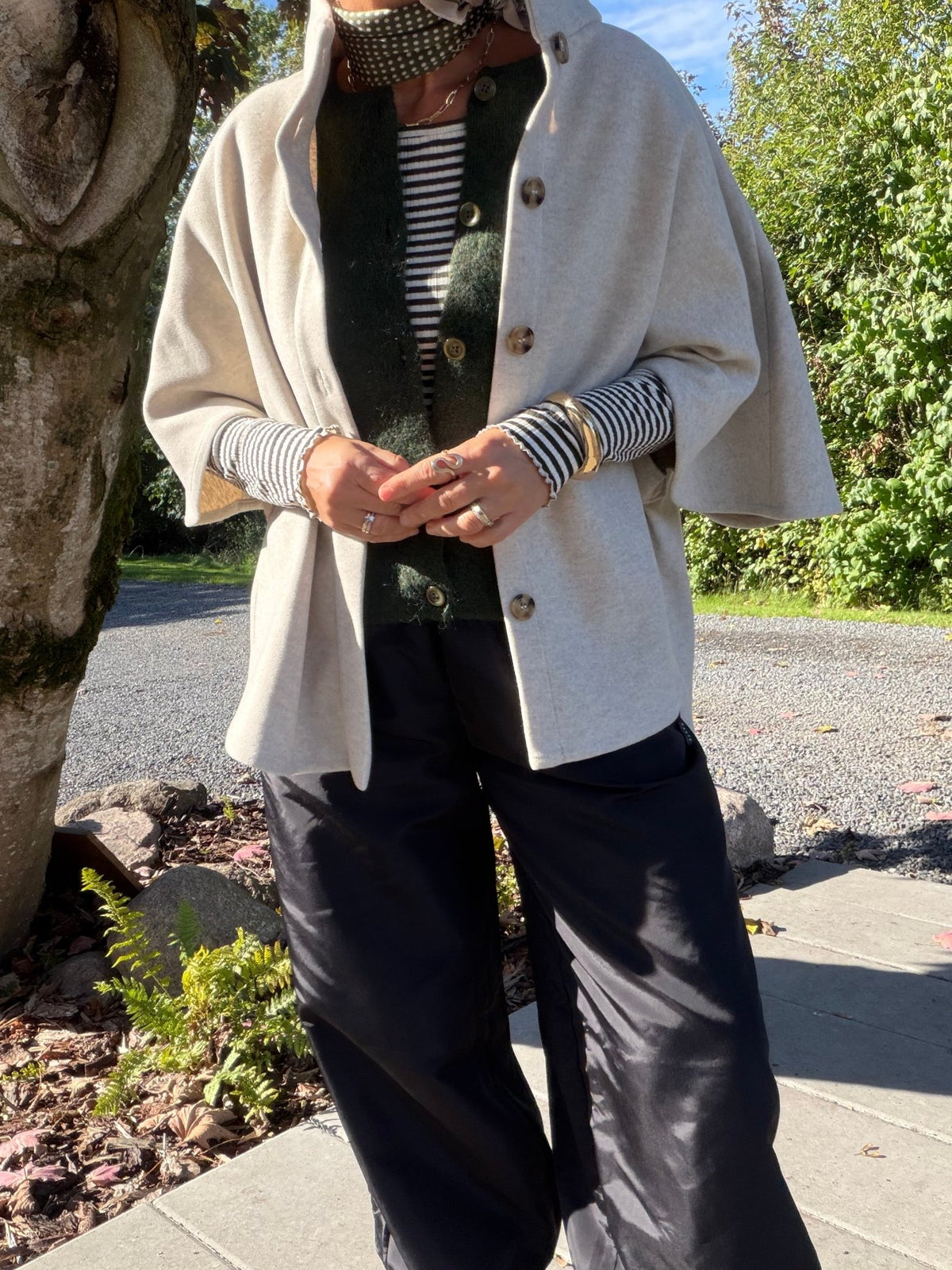 CELLA L/Æ T-SHIRT MØRKGRØN/CREME ICHI (123) - LifeStyle Hedensted