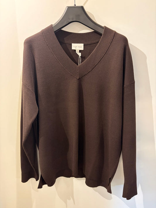 CHANTALLY STRIK PULLOVER BRUN PT (324) - LifeStyle Hedensted