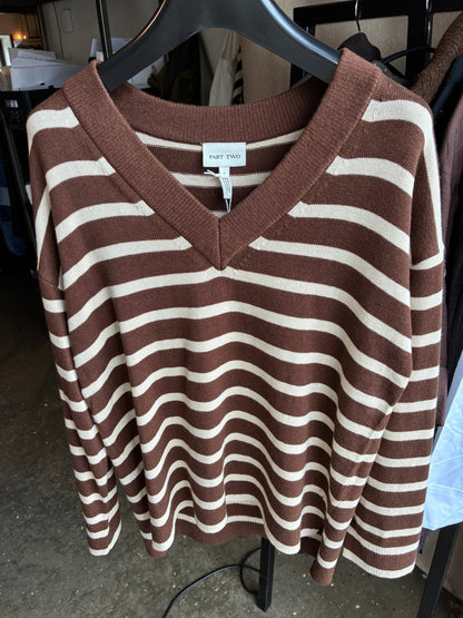 CHARLIN STRIK PULLOVER BRUN STRIBET PT (289) - LifeStyle Hedensted