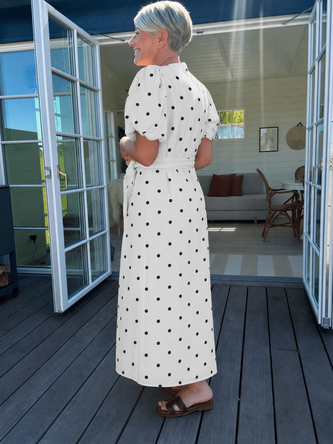 CLARINE LINEN DOT DRESS NN - LifeStyle Hedensted