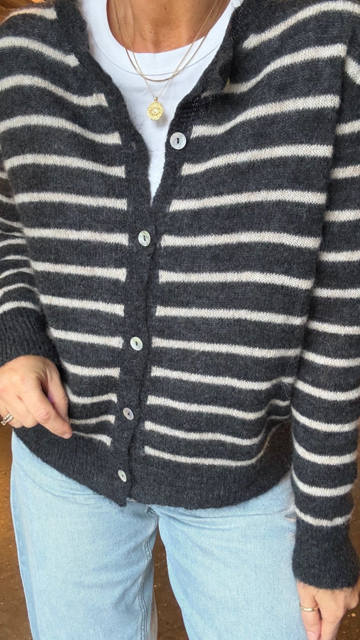 DELL STRIPED KNIT CARDIGAN BC (SALE) - LifeStyle Hedensted