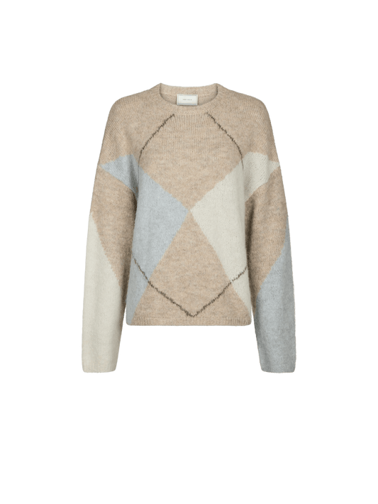 INGA CHECK FLUFF KNIT BLOUSE NN - LifeStyle Hedensted