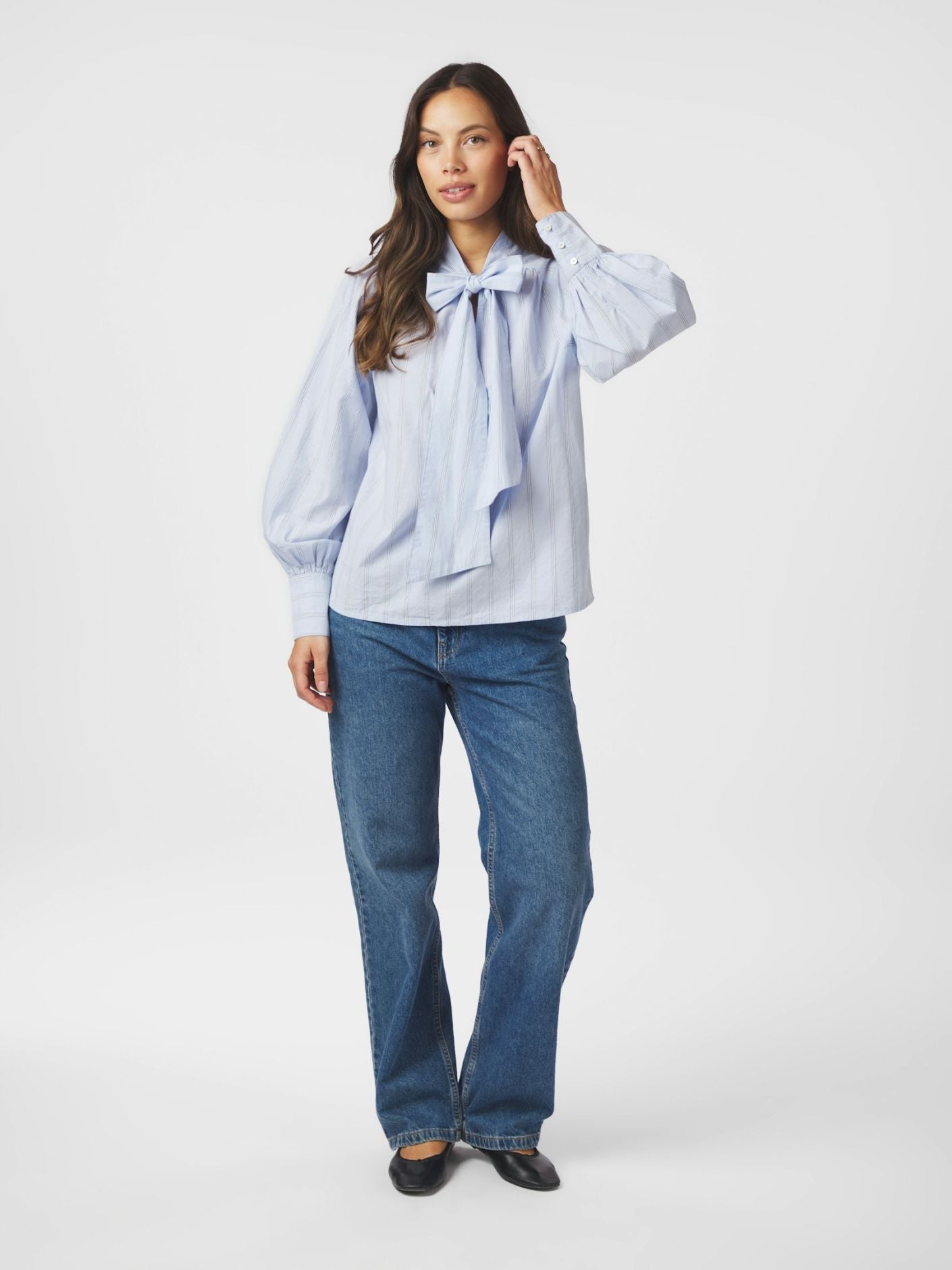 JAZ BOW STRIBET BLOUSE NN - LifeStyle Hedensted