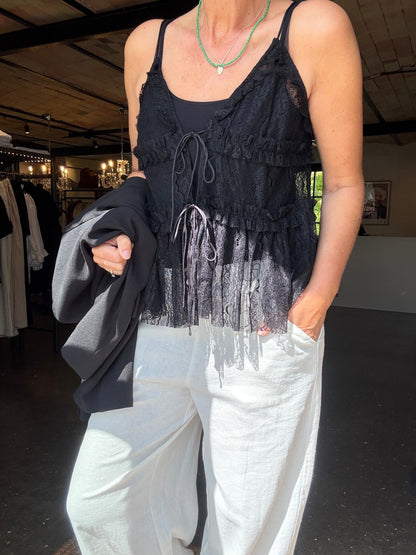 LACE TIE TOP HL - LifeStyle Hedensted