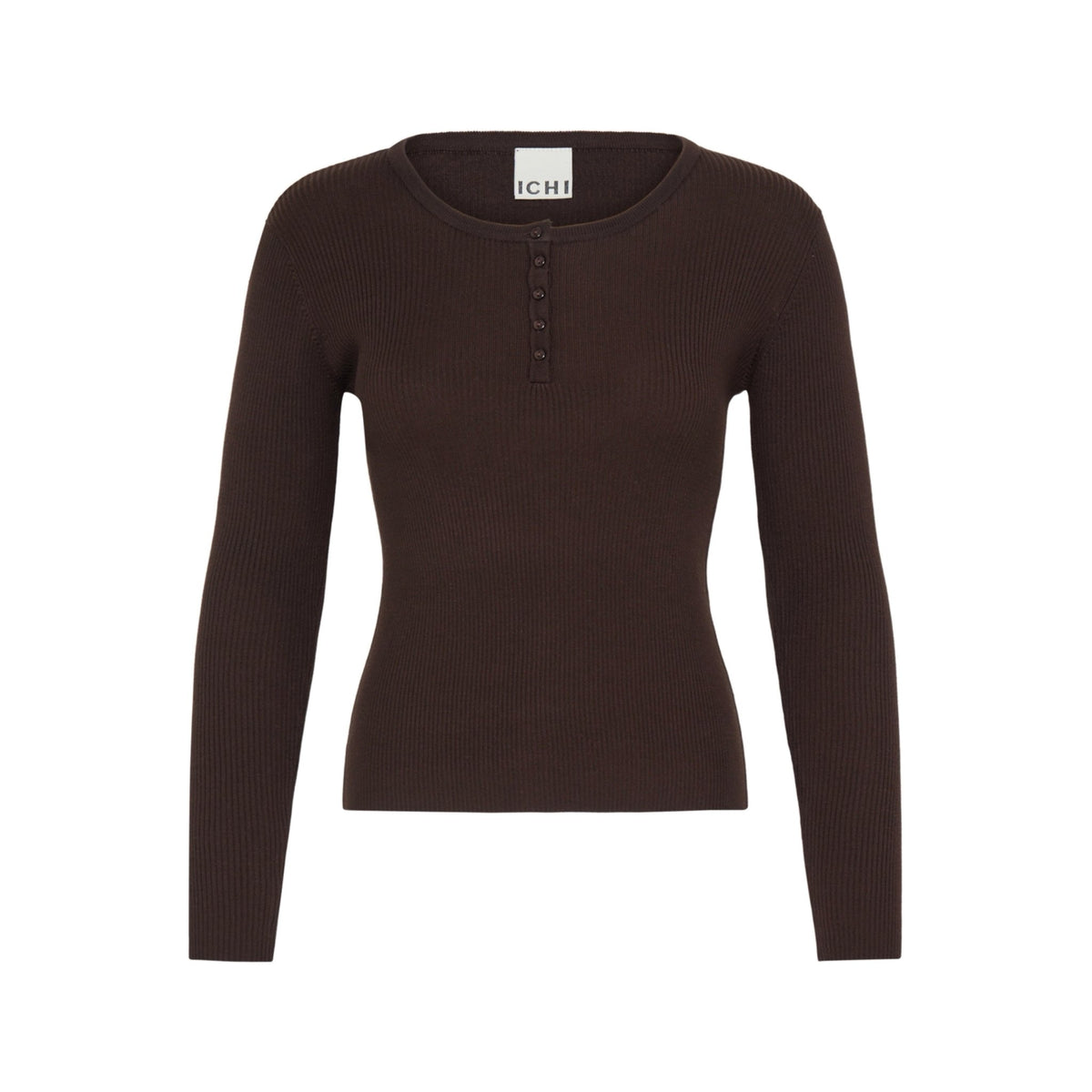 LULS RIB O-NECK LS BRUN ICHI (150) - LifeStyle Hedensted