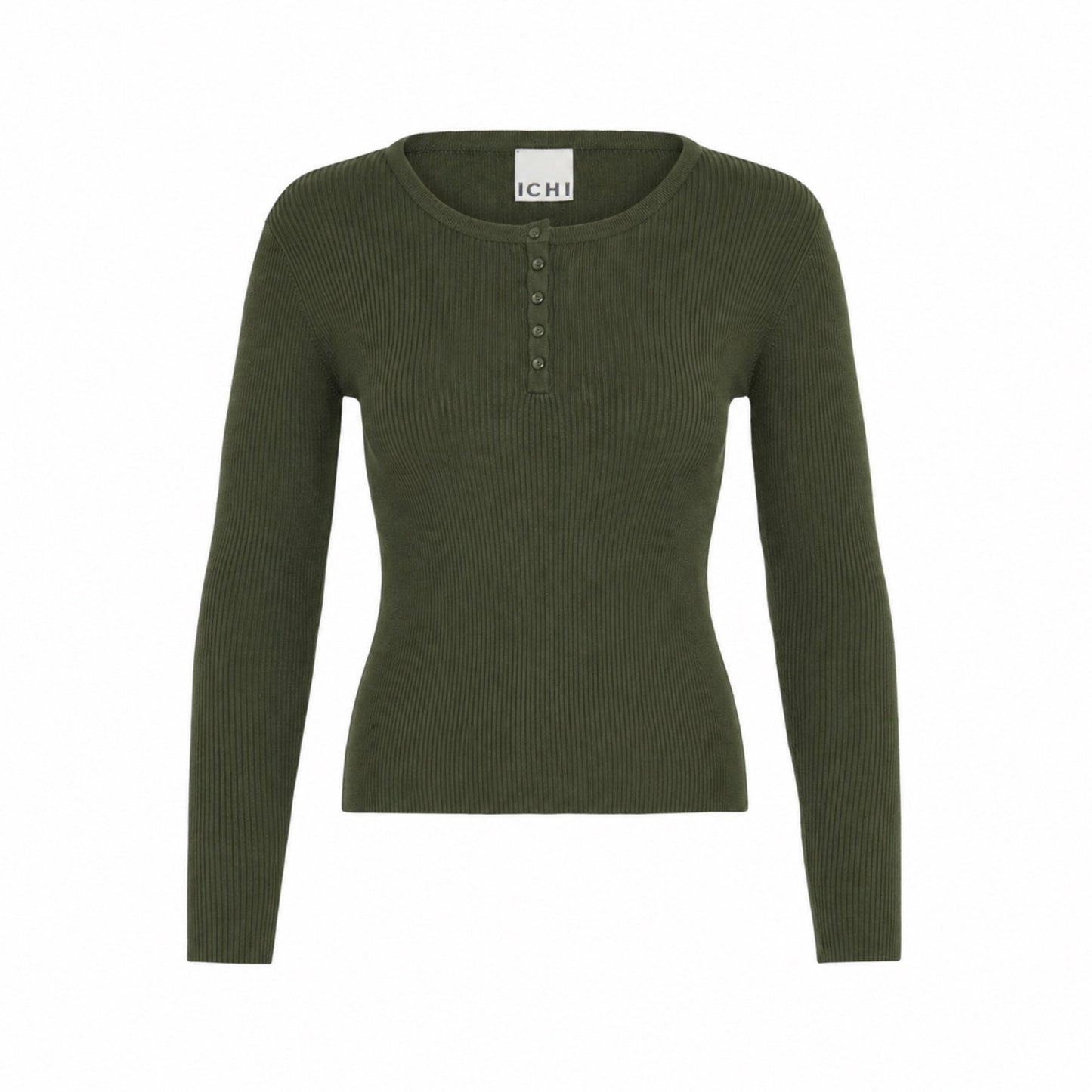LULS RIB O-NECK LS GRØN ICHI (150) - LifeStyle Hedensted
