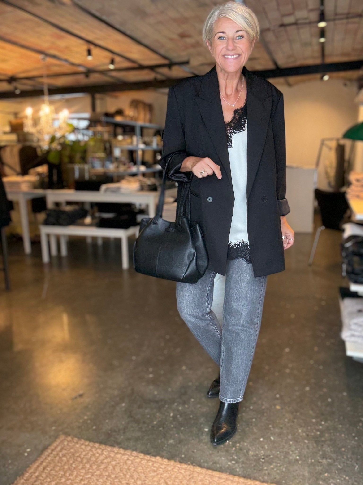 NAOMI ASYM CONTRAST LINGERIE TOP HL - LifeStyle Hedensted