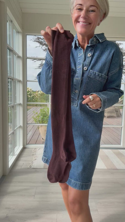 MALIKA KNÆHØJ RIB STRØMPE BC